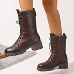 Gefütterte Damen Winterstiefel mit Schnürung und Reissverschluss