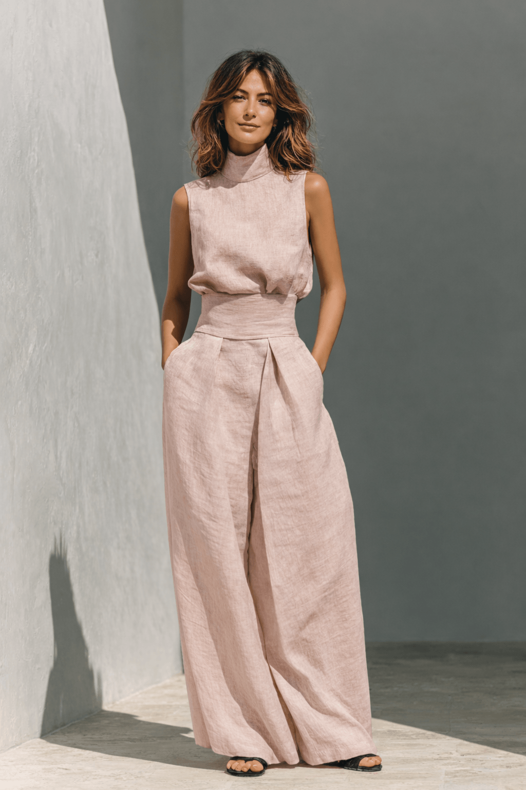 Elegantes Damen Zweiteiler-Set mit Stoffhose und ärmellosem Top