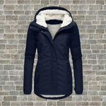 Warme Damenjacke mit Kapuze und Fleecefutter für den Winter