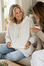 Oversize Kapuzen-Strickpullover mit Kordelzug für Damen