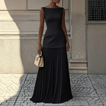Aermelloses Strickkleid Damen mit Plisseerock für den Herbst