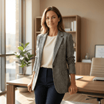 Ellara Lockerer Glencheck-Blazer mit Reverskragen aus Polyester-Webstoff für Damen
