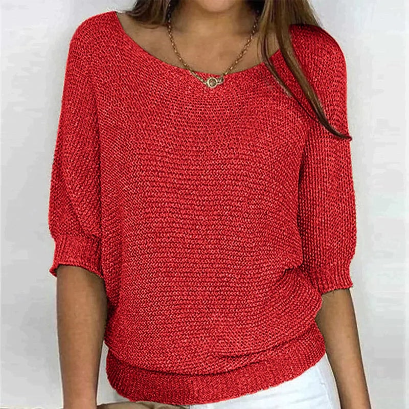 Damen Wollpullover mit lockerem Schnitt und Rundhalsausschnitt