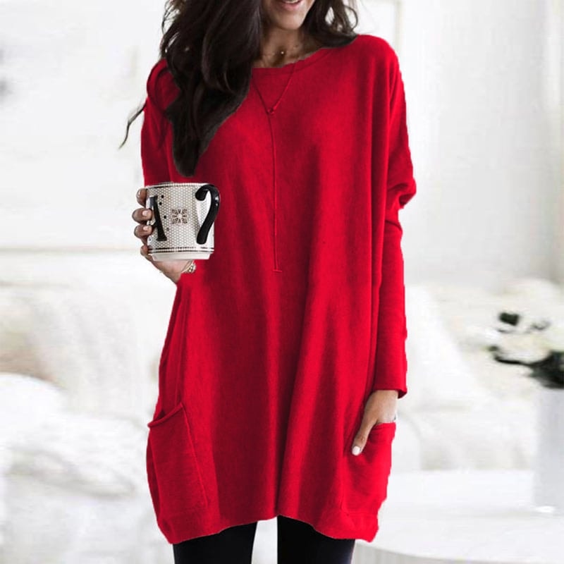 Riley Langer Damenpullover mit Taschen aus Baumwollmischung im Oversize-Look