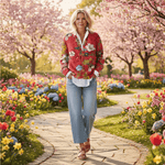 Lena Geblümte Strickjacke mit Knopfleiste für Damen im Relaxed Fit
