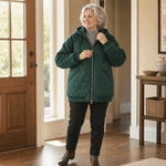 Kapuzen-Steppjacke mit Colorblock-Nähten und Wattierung für Damen