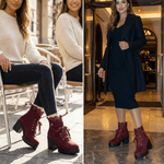 Lacelle Spitzenbesetzte Damen Stiefeletten aus Wildleder mit Blockabsatz