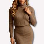 Strickmidikleid mit Zweiteiler-Optik für Damen im Herbst