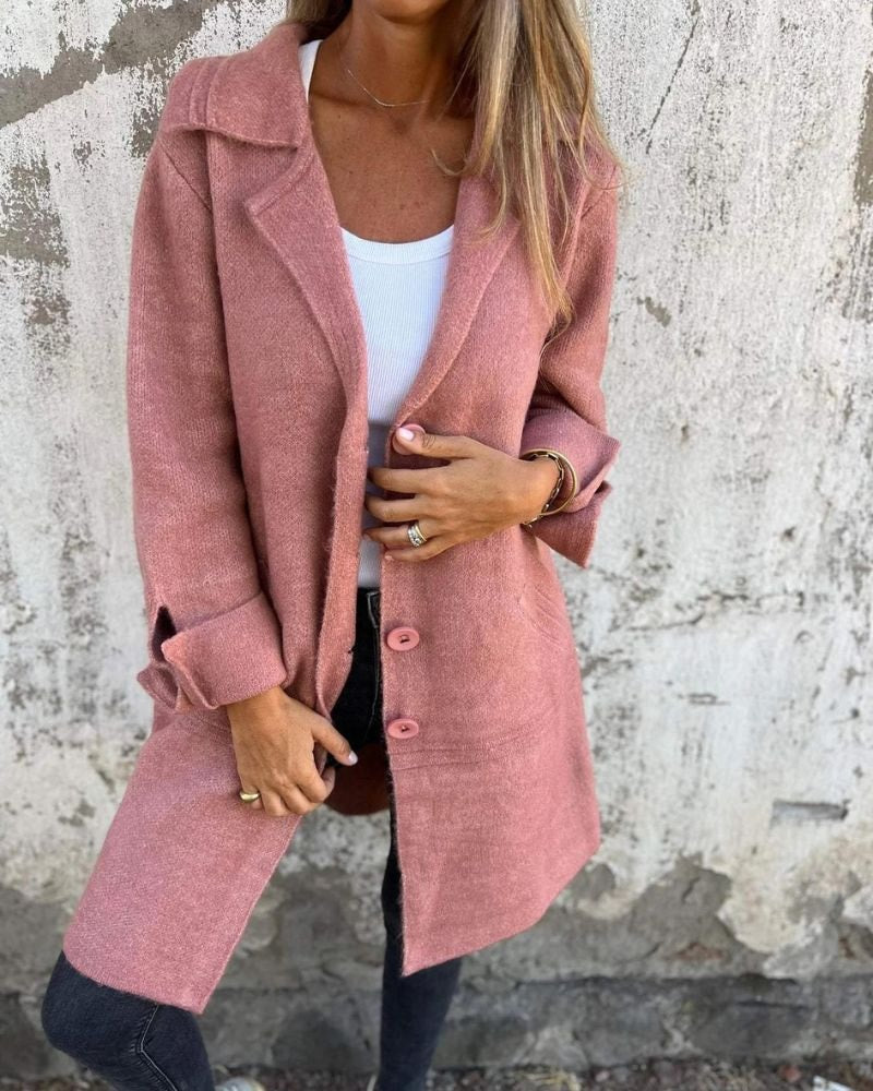 Cunégonde Oversized Wollmantel für Damen mit Kerbkragen