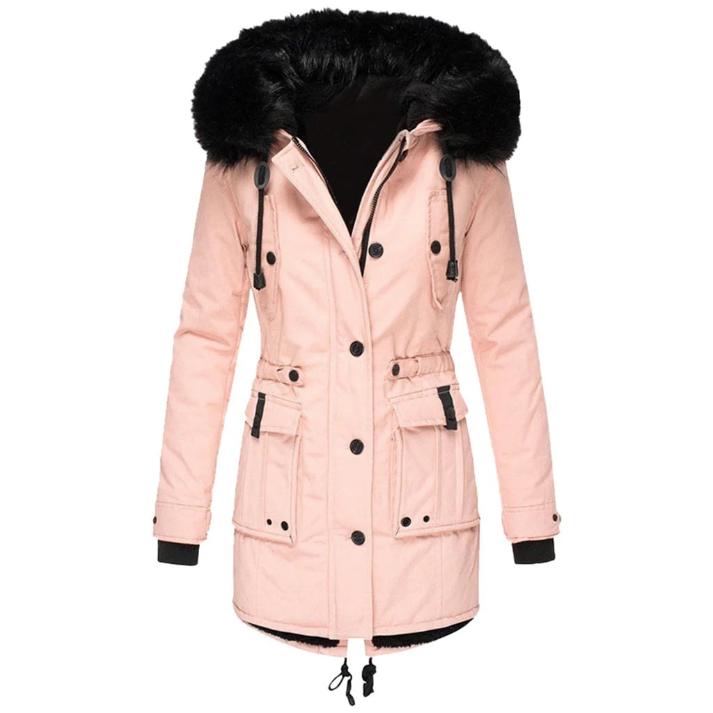 Gefütterter Parka mit Fellkapuze als warme Winterjacke für Damen