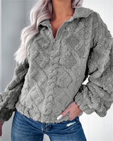 Damen Fleece-Pullover mit Stehkragen und Struktur-Optik