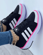 Damen Plateau-Sneaker mit Streifendesign für bequemen Alltag