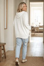 Oversize Kapuzen-Strickpullover mit Kordelzug für Damen