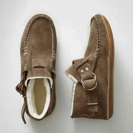 Tova Damen Stiefeletten aus Wildleder-Imitat mit Kunstfell-Futter und Schnalle