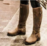Cataleya Damen Kniehohe Lederstiefel mit Schnallenriemen