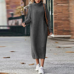 Larana Rollkragen-Strickkleid für Damen in Midilänge