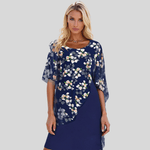 Damen-Herbstkleid mit Blumenprint und Chiffon-Cape-Ärmeln