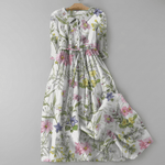 Blumiges Maxikleid mit Hemdkragen und 3/4-Arm für den Herbst