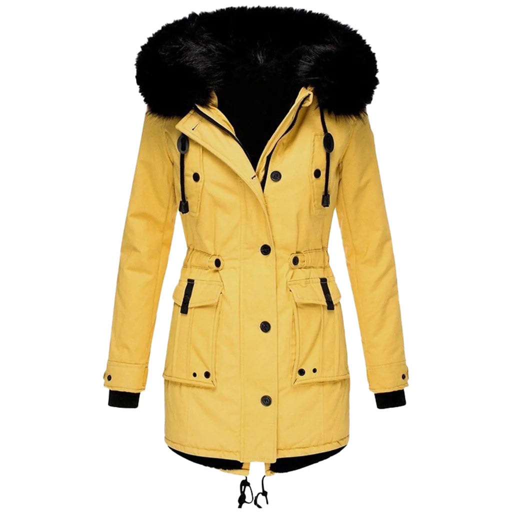 Gefütterter Parka mit Fellkapuze als warme Winterjacke für Damen