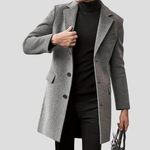 Eleganter Herren Mantel mit Reverskragen und Knopfleiste