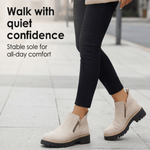 Wildleder-Winterstiefel für Damen mit Seitenreissverschluss und Blockabsatz