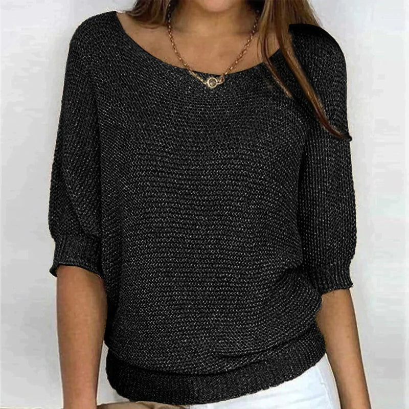 Damen Wollpullover mit lockerem Schnitt und Rundhalsausschnitt
