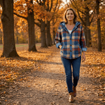 Weslyn Karierte Hemdjacke mit Kapuze und Denim-Kontrast