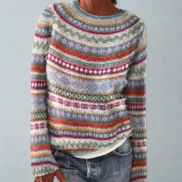 Mysa Fair-Isle-Wollpullover mit Rundhalsausschnitt für Damen