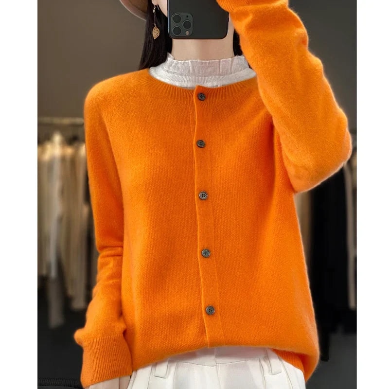 Strickjacke mit Knopfleiste und Rollkragen-Optik für Damen