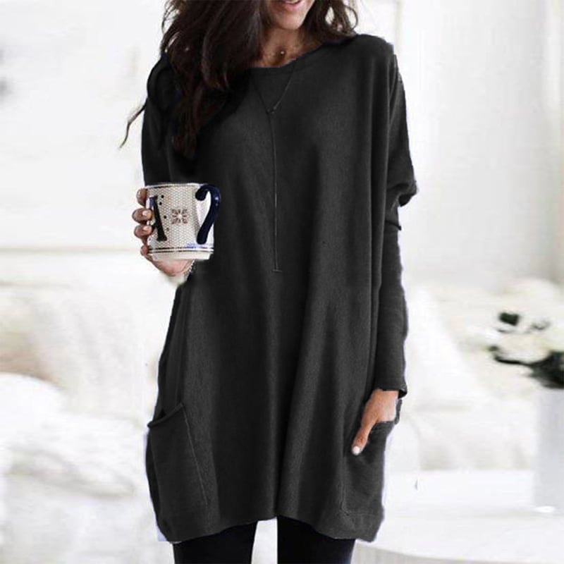 Riley Langer Damenpullover mit Taschen aus Baumwollmischung im Oversize-Look