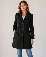 Kurzer Damen-Trenchcoat aus Baumwollmix mit Taillierter Passform und Knopfleiste