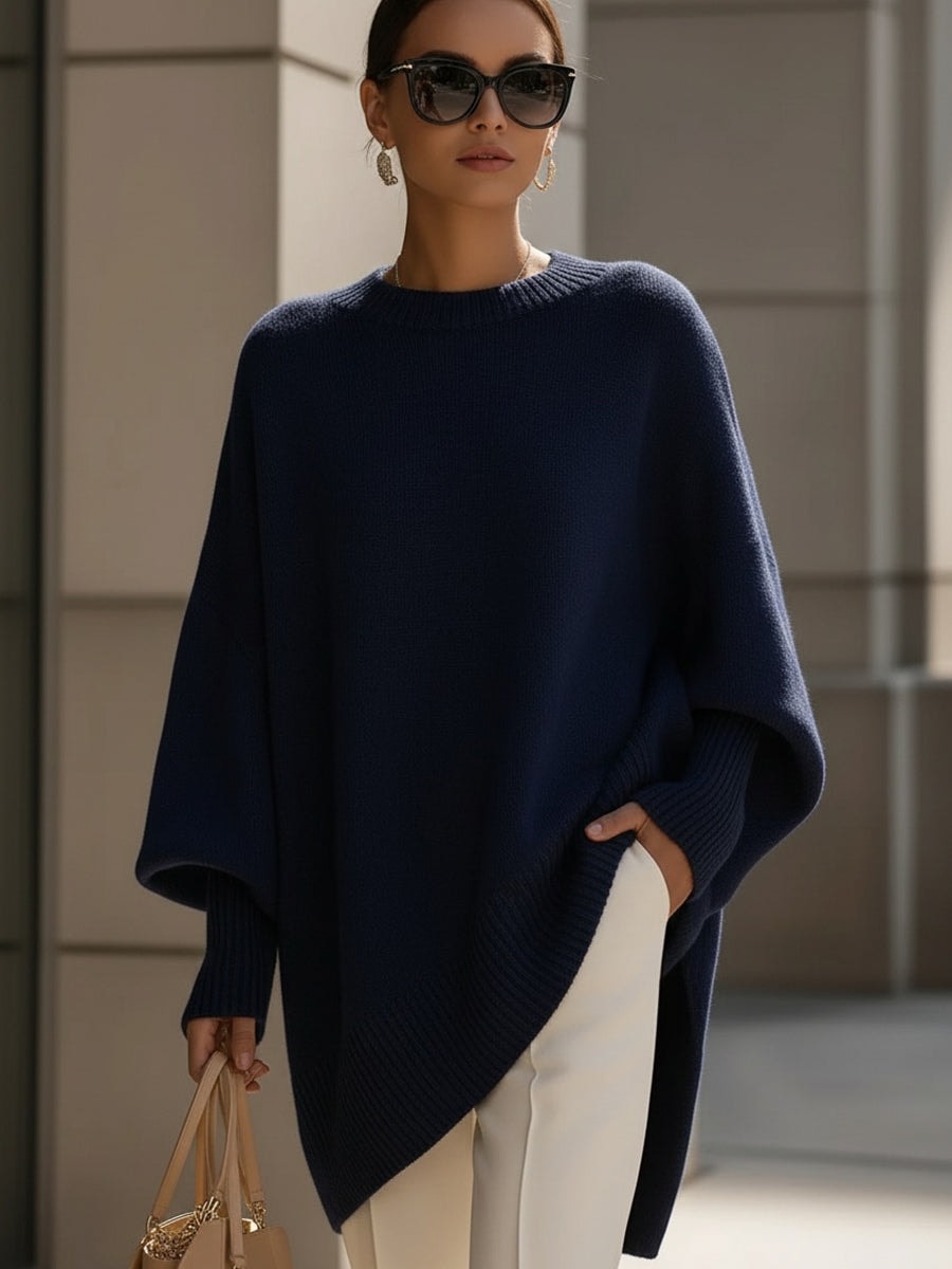 Samantha Oversized Strickpullover Damen mit Fledermausärmeln Lang