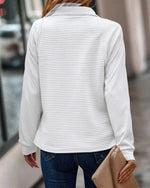 Damen Pullover mit Half-Zip Kragen und Strukturiertem Rippmuster