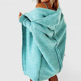 Rosalynne Oversize Strickjacke mit Kapuze für Damen in Knielänge