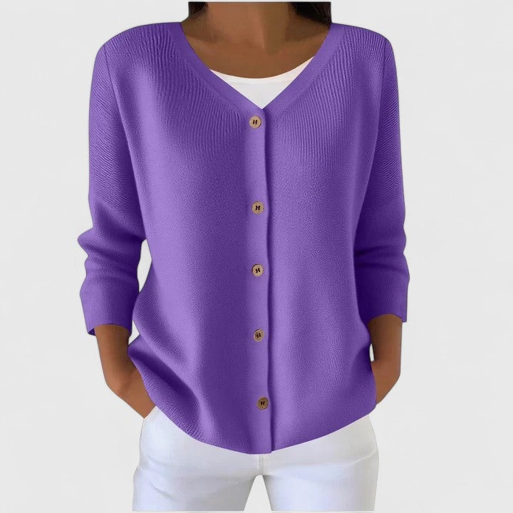 Wena V-Ausschnitt Strickjacke mit Knopfleiste für Damen