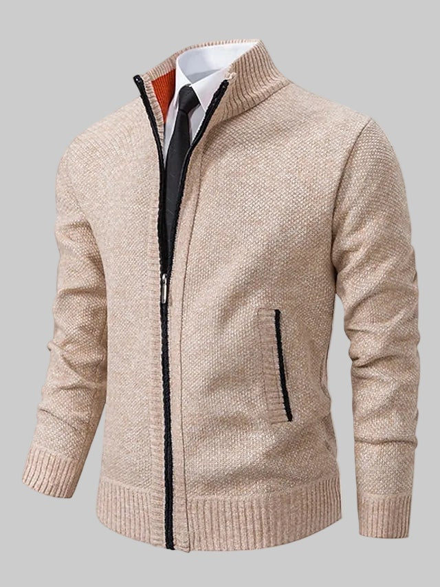 Klassischer Herren Pullover mit Stehkragen und Reissverschluss