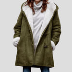 Kapuzenjacke Damen mit Kunstfellbesatz und Dufflecoat-Verschluss