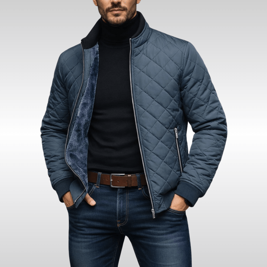 Herren Steppjacke mit gefüttertem Stehkragen und Reissverschluss