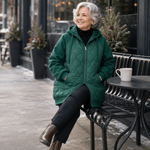 Kapuzen-Steppjacke mit Colorblock-Nähten und Wattierung für Damen