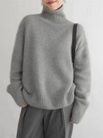 Dora Lockerer Damen Wollpullover aus Kaschmir mit Rollkragen