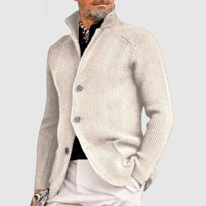 Daniel Strickjacke Herren Pullover mit Stehkragen und Knopfleiste