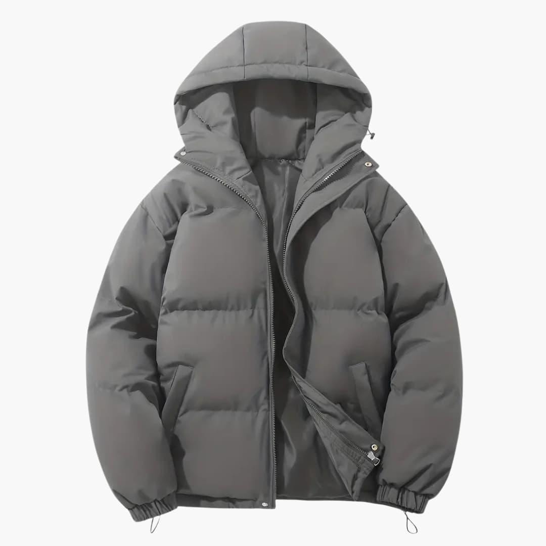 Warme Damen-Winterjacke mit Kapuze Reissverschluss und Kordelzugsaum