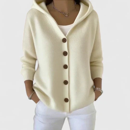Rhezalynn Kapuzen-Strickjacke mit Knopfleiste für Damen