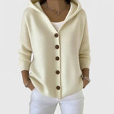 Rhezalynn Kapuzen-Strickjacke mit Knopfleiste für Damen