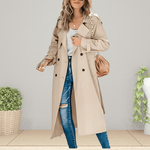 Zweireihiger Damen Trenchcoat mit Umlegekragen und Bindegürtel