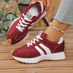 Damen Plateau-Sneaker aus Veloursleder mit Retro-Streifen bequem