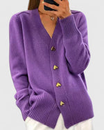 Lillyanne Herzknopf Strickjacke für Damen mit V-Ausschnitt