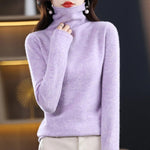 Damen Rollkragen Wollpullover aus Feinstrick mit Merinowolle