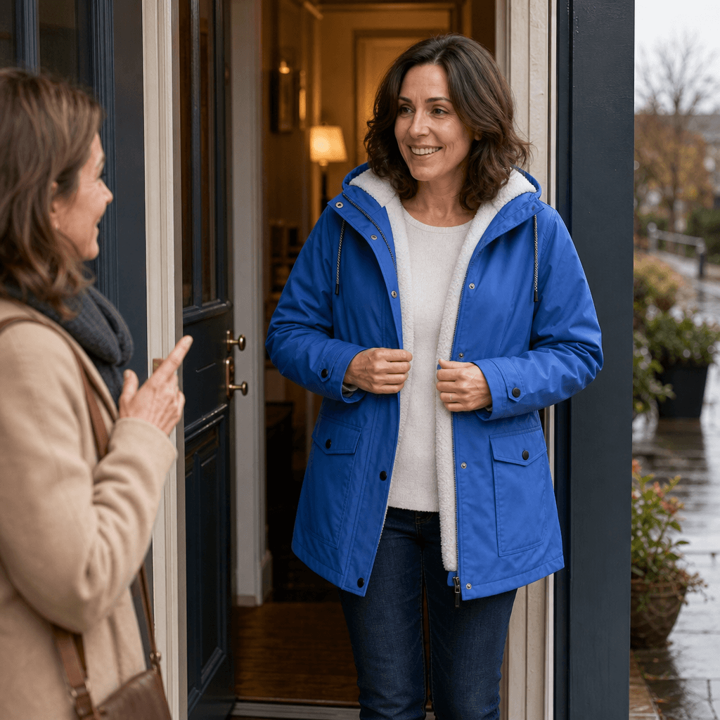 Wasserdichte Kapuzenjacke mit Plüschfutter für Damen