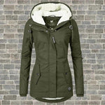 Warme Damenjacke mit Kapuze und Fleecefutter für den Winter
